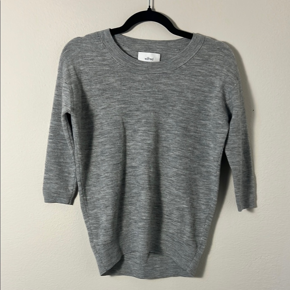Wilfred Gray Crew Neck 3/4 Sleeve Wool Sweater Size XS